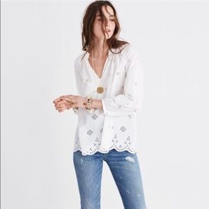 COPY - Madewell - white eyelet popover top
